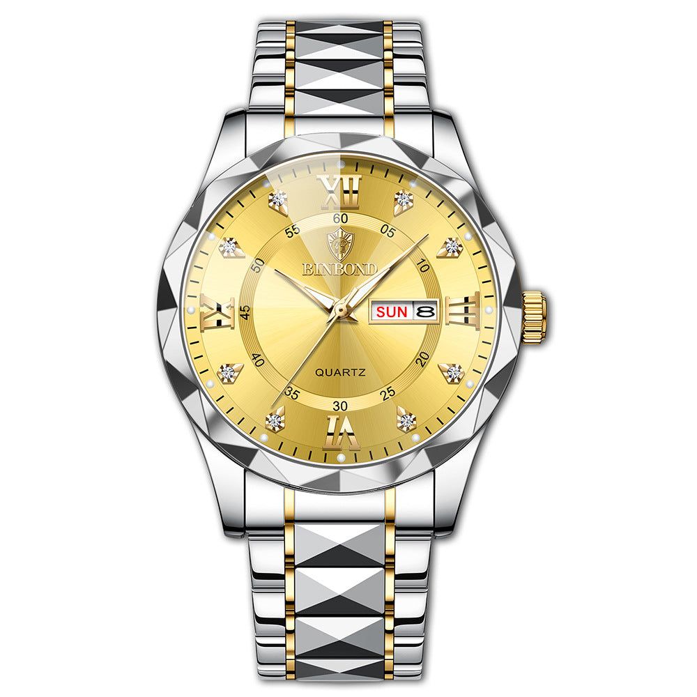 image-BINBOND Men's Quartz Watch - 43mm Waterproof Luminous