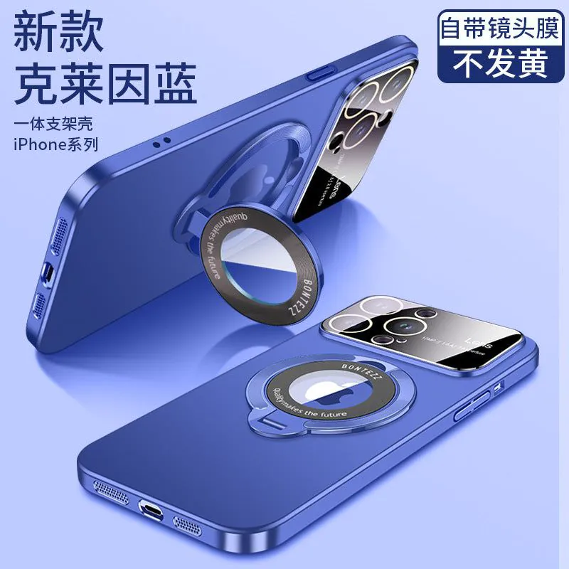 image-iPhone 14 Magnetic Bracket Case - Maroon Anti-Fingerprint