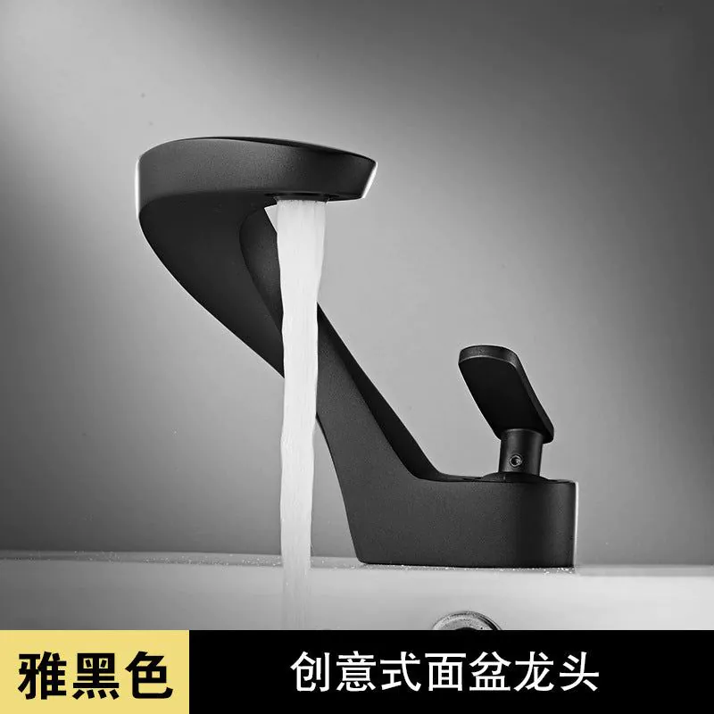 image-Copper Basin Faucet Hot Cold Mix White