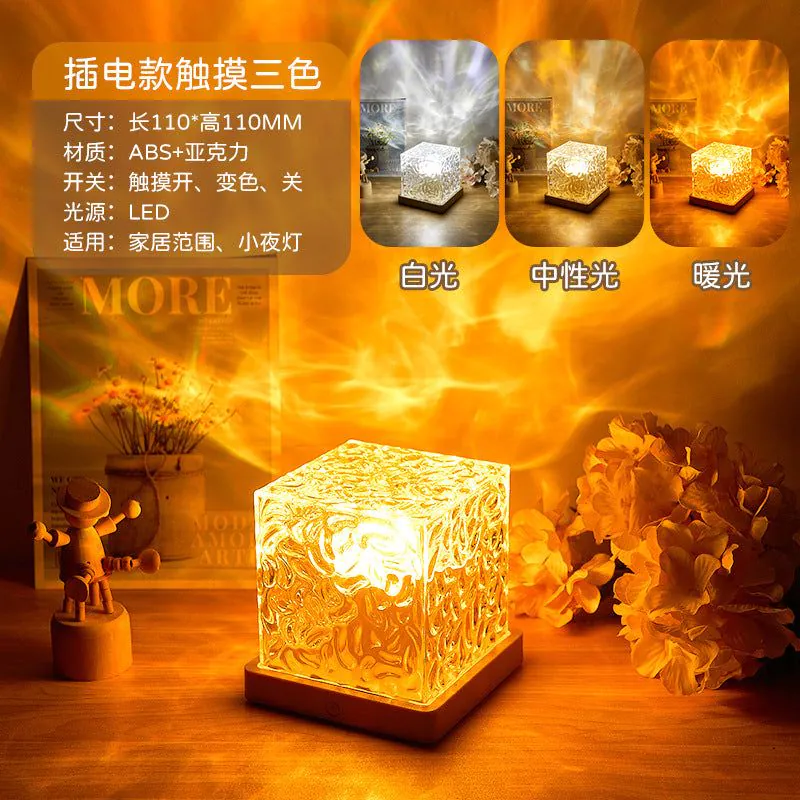 image-Rotating Water Ripple Night Light - Starry Sky Projection, Romantic Gift 