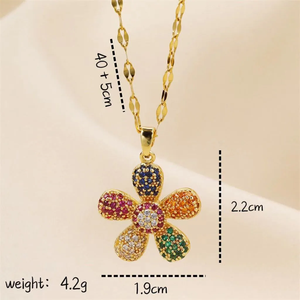 image-Titanium Steel Diamond Necklace - Women's Clavicle Chain 