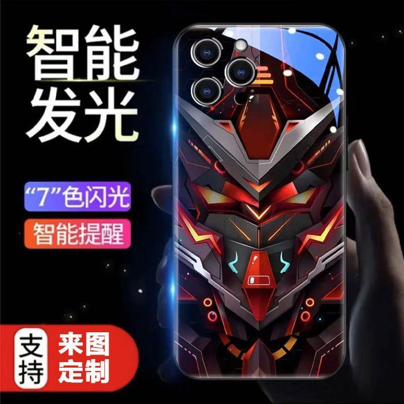 image-Butterfly Mecha LED Light-Up iPhone 15 Glass Case - Black