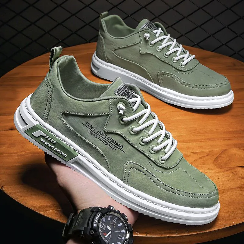 image-Men's Canvas Sneakers - Grey Low Cut Casual