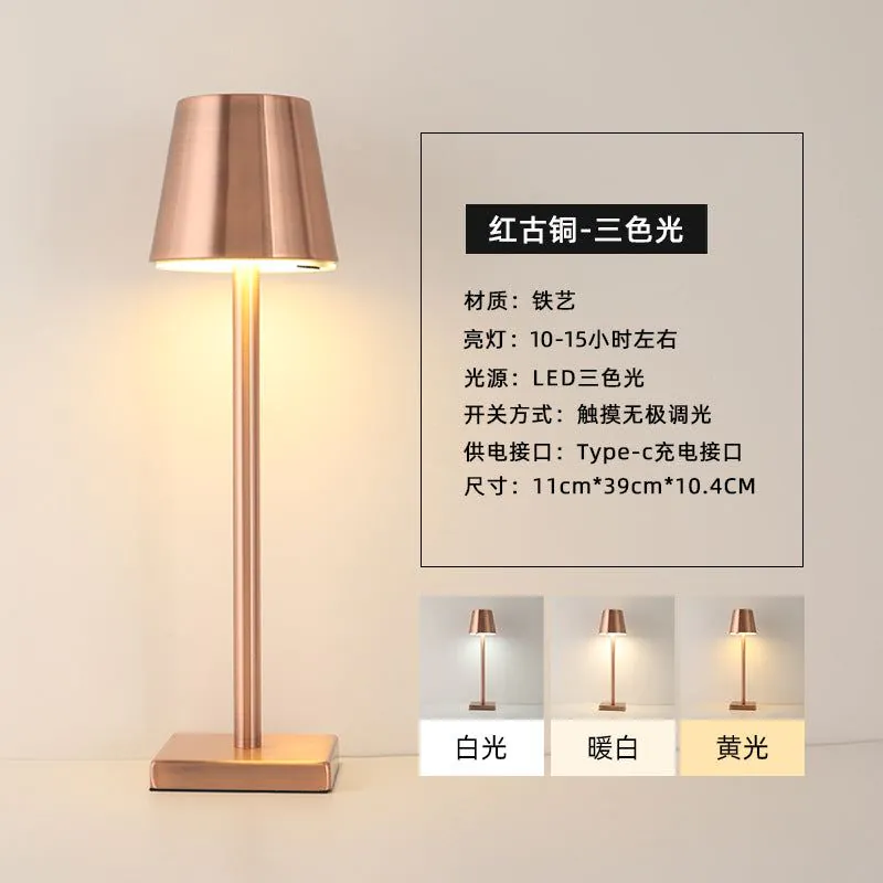 image-Retro LED Table Lamp - Sand Black Touch USB Charging 40cm