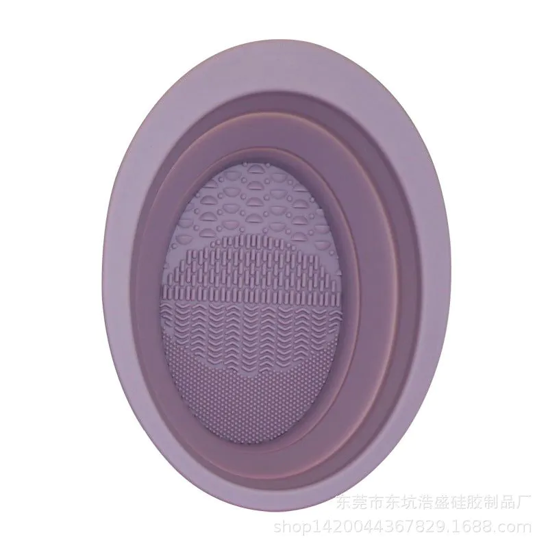 image-Silicone Cleaning Bowl - Oval Folding Scrub Pad