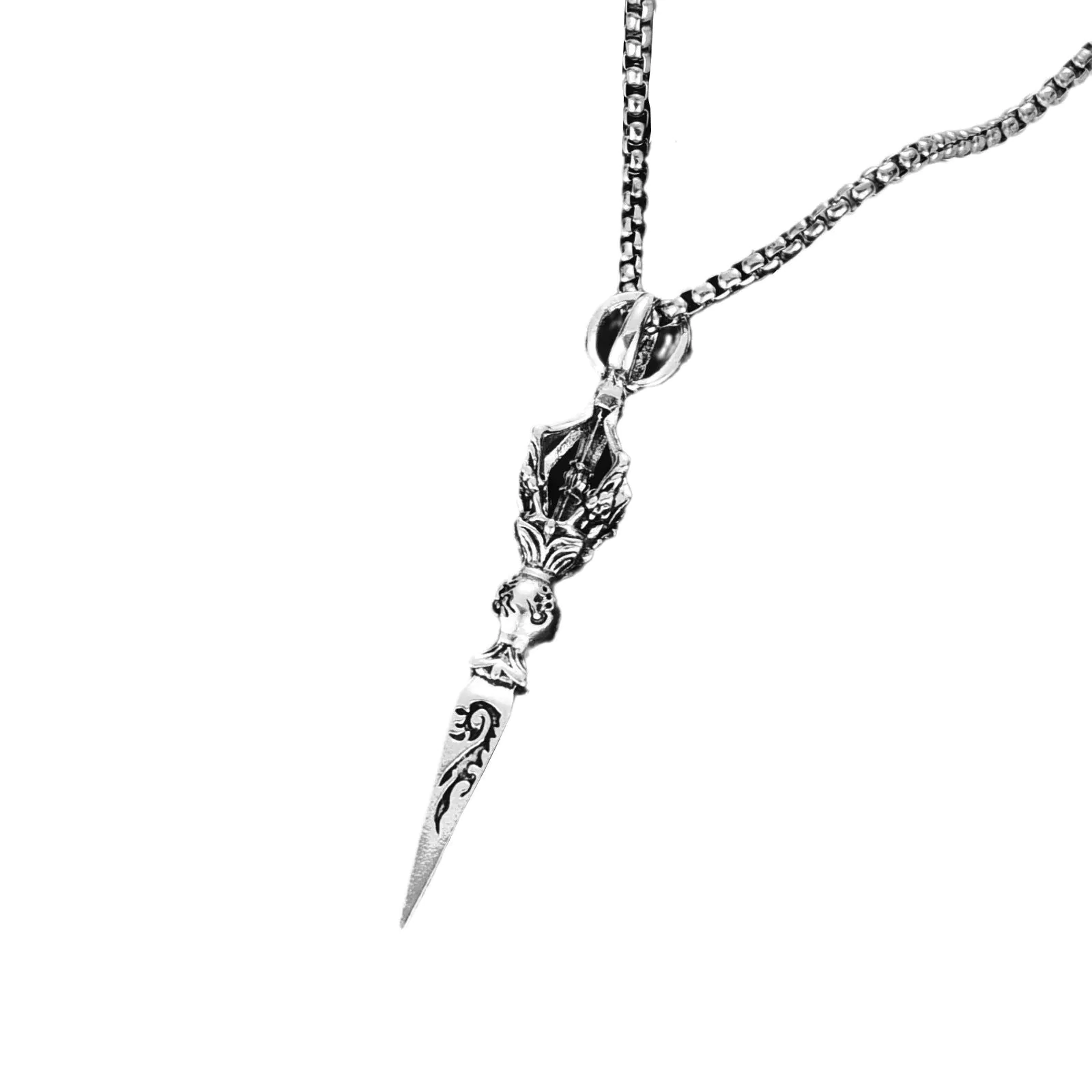 image-Baiying Vajra Pendant Necklace - Titanium Steel Retro
