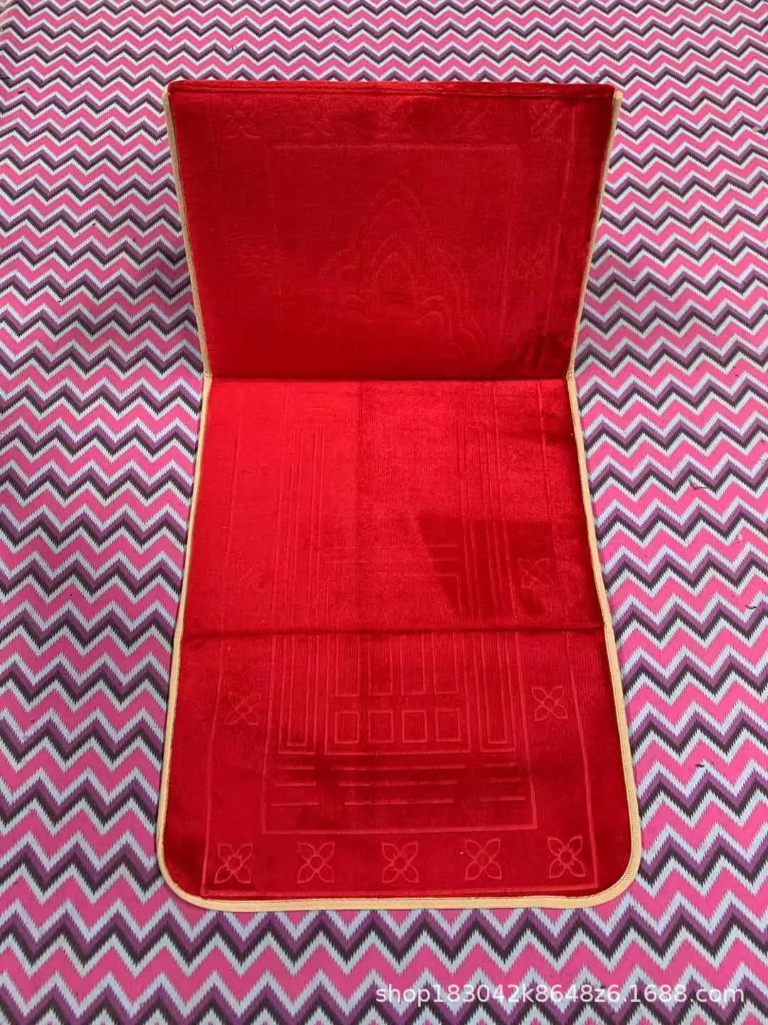 image-Sky Blue Polyester Folding Prayer Mat - 55*145CM Portable