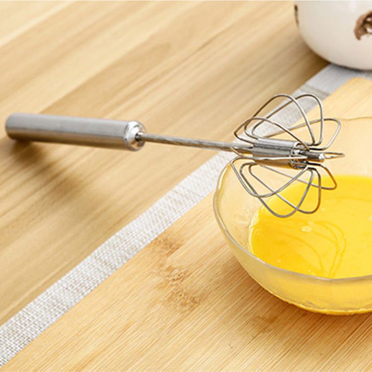 image-Stainless Steel Semi-Automatic Egg Beater Handheld Whisk