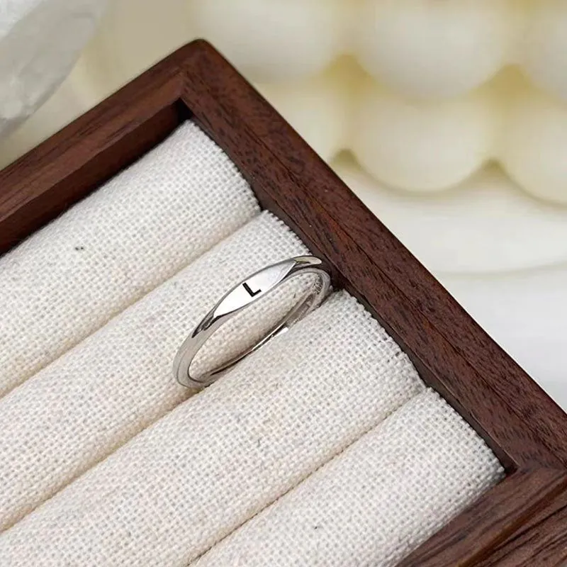 image-S925 Sterling Silver Letter Ring - Adjustable
