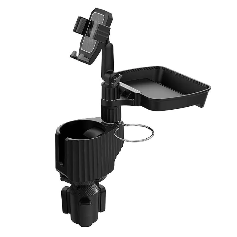 image-Multifunctional Car Cup Holder - Phone & Drink Organizer