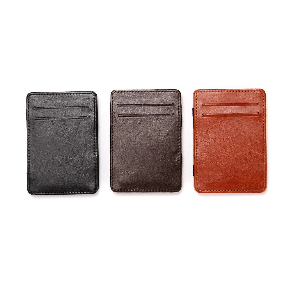 image-CUIKCA PU Leather Wallet - Black 2 Fold ID Card Holder