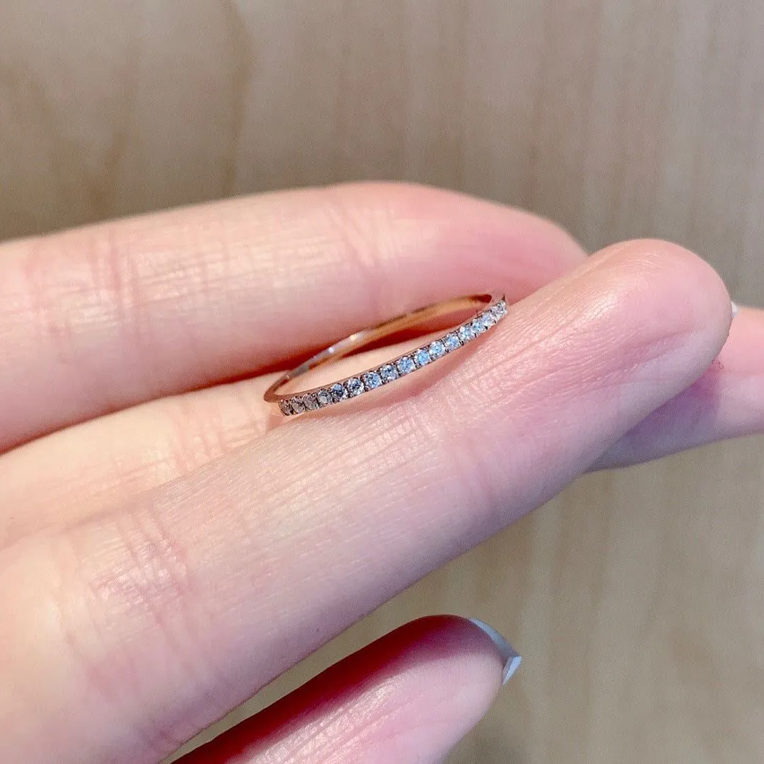 image-S925 Sterling Silver Diamond Ring - Rose Gold