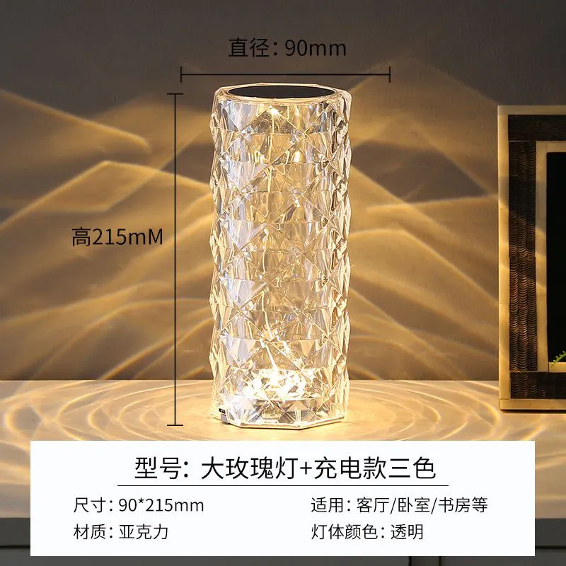 image-Crystal Rose Lamp - RGB LED Rechargeable