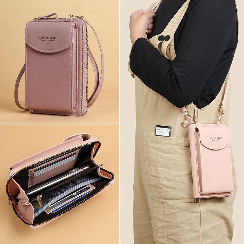 image-Sweet Vertical Messenger Bag - Light Blue PU Leather