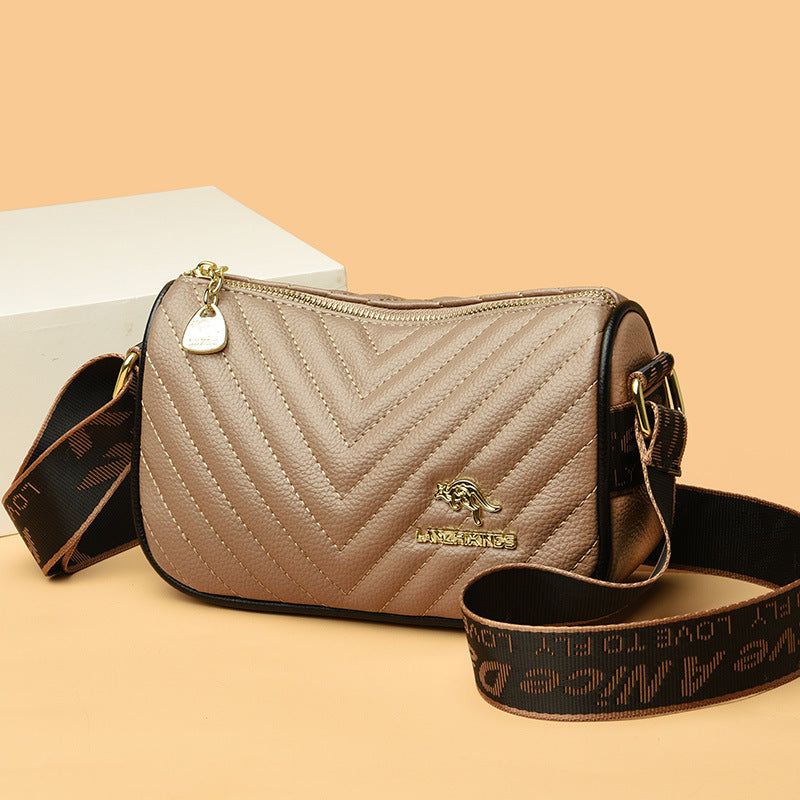 image-PU Leather Shoulder Bag - Small Square Black