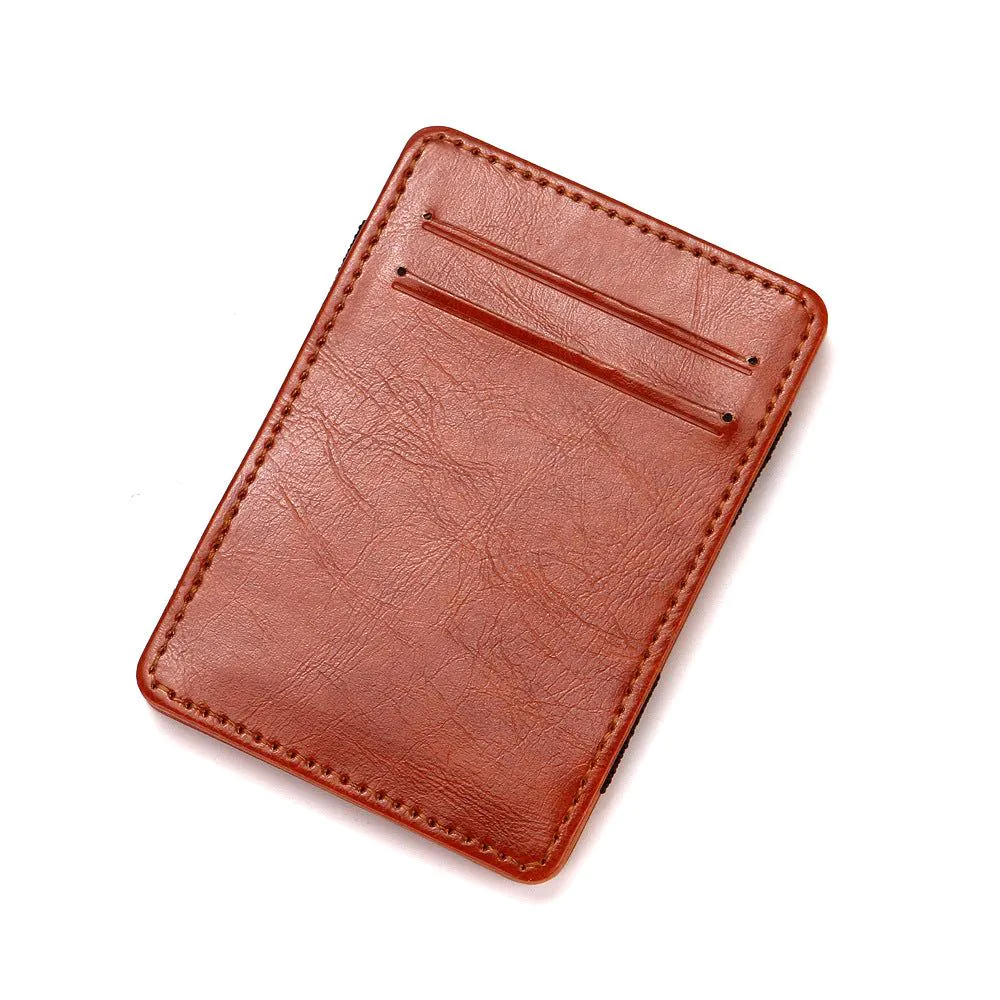 image-CUIKCA PU Leather Wallet - Black 2 Fold ID Card Holder