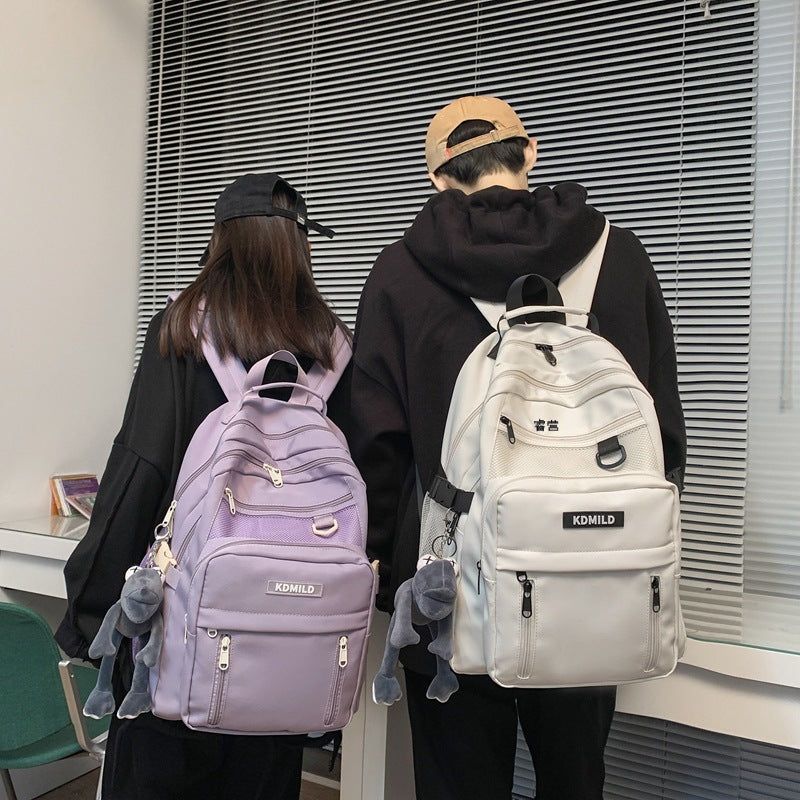 image-Khaki Nylon Backpack 36-55L Unisex School Bag
