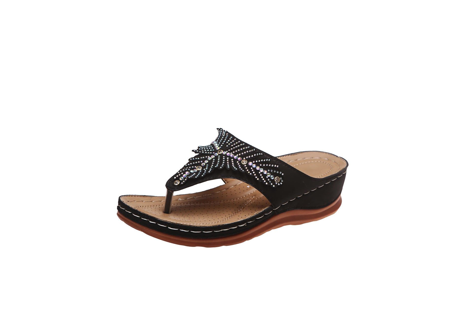 image-Herringbone Sandals - Khaki Size 43 PU EVA