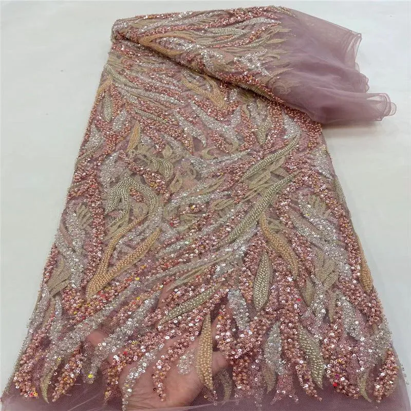 image-Sequin Embroidery Fabric - Wedding Evening Dress Material 
