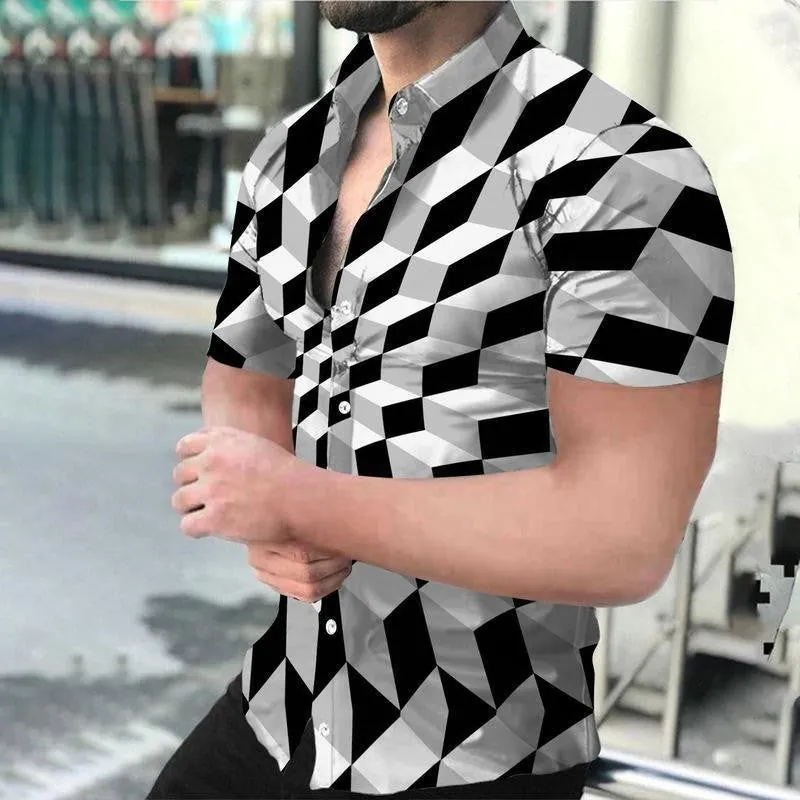 image-Men's 3D Digital Vortex Short Sleeve Beach Shirt
