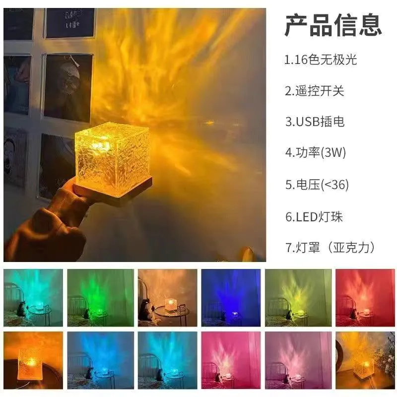 image-Rotating Water Ripple Night Light - Starry Sky Projection, Romantic Gift 