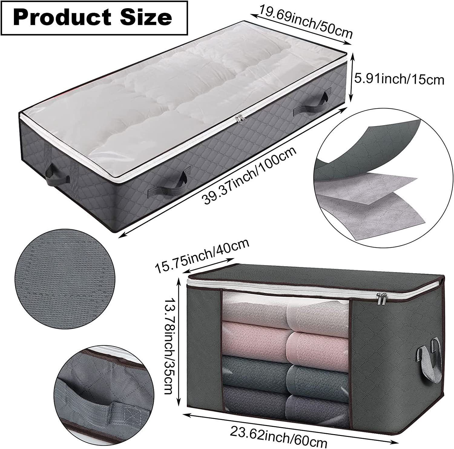 image-Quilt Storage Bag Under Bed - Foldable Non-woven