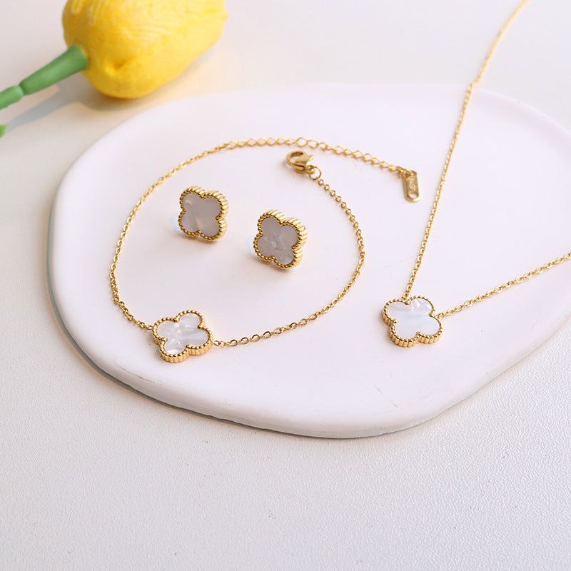 image-Four-Leaf Clover 18k Gold Plated Jewelry Set
