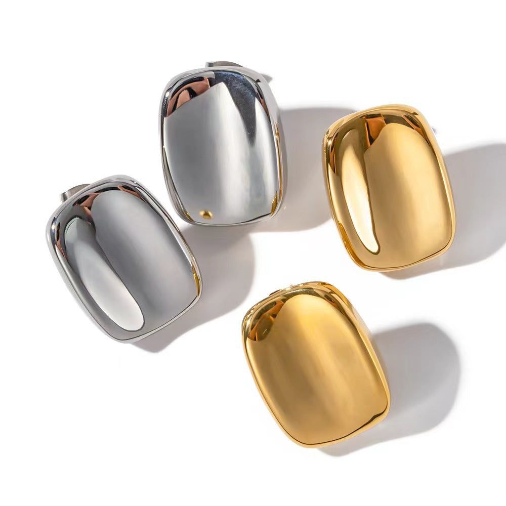 image-18k Gold Stainless Steel Rectangular Earrings - Women's 