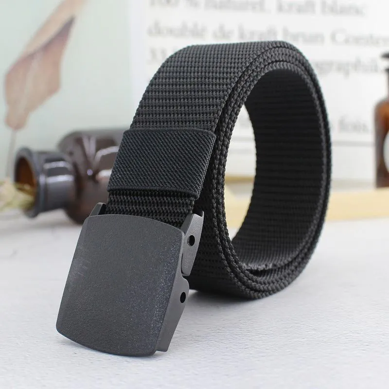 image-Canvas Jeans Belt - Plastic Automatic Buckle Hypoallergenic