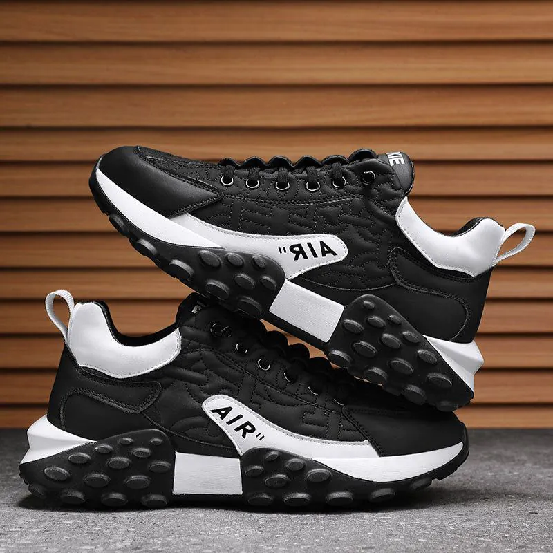 image-Men's Casual Sneakers - Black White Low Cut