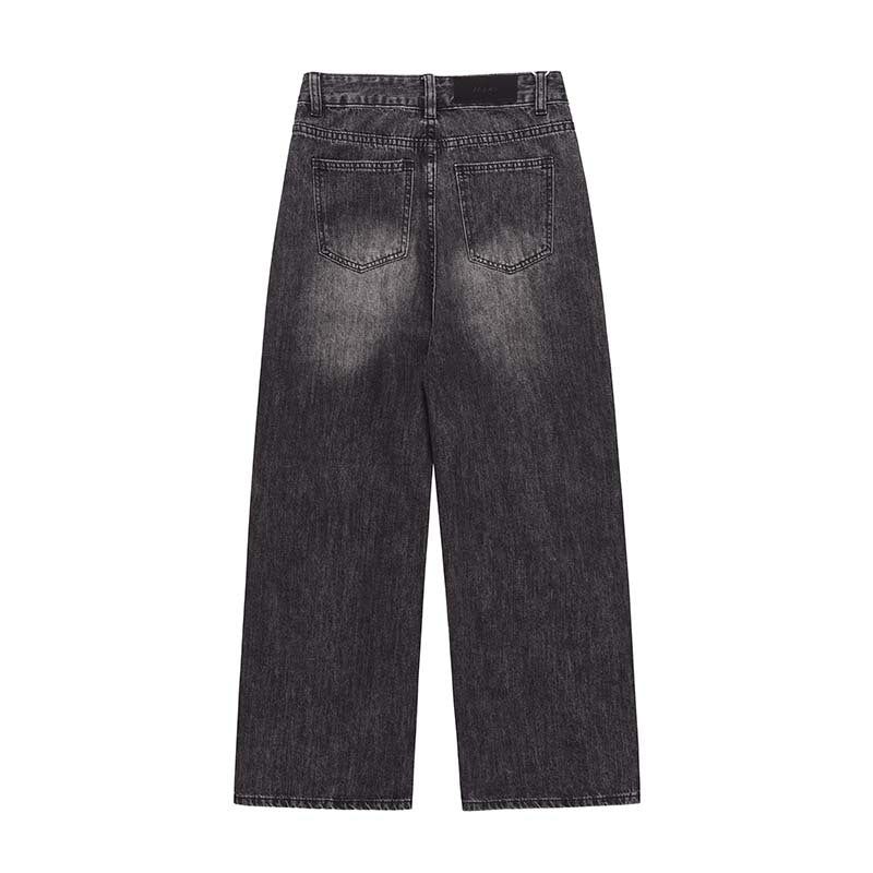 image-Men's Retro Distressed Straight Jeans - Black XXL 
