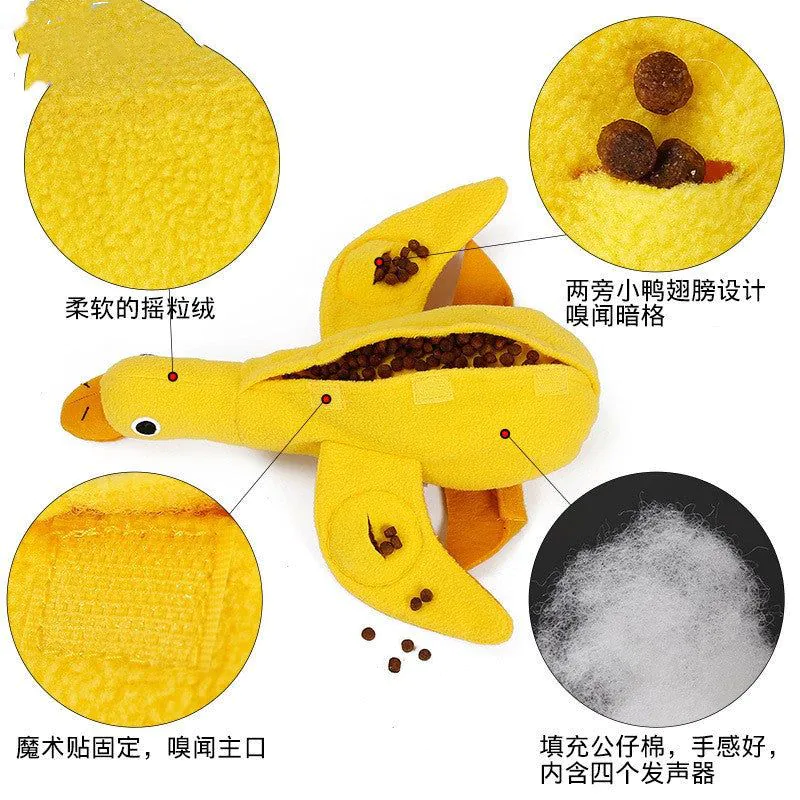 Dog Squeaky Plush Duck Toy - Sniffing & Food Leakage Training Toy