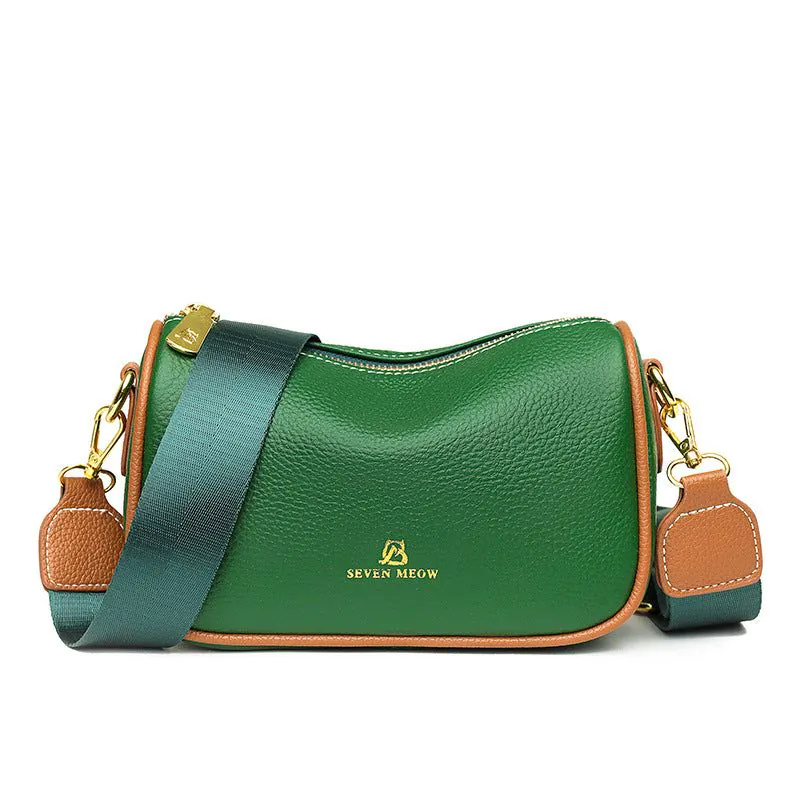 image-Genuine Leather Shoulder Bag - Black Square