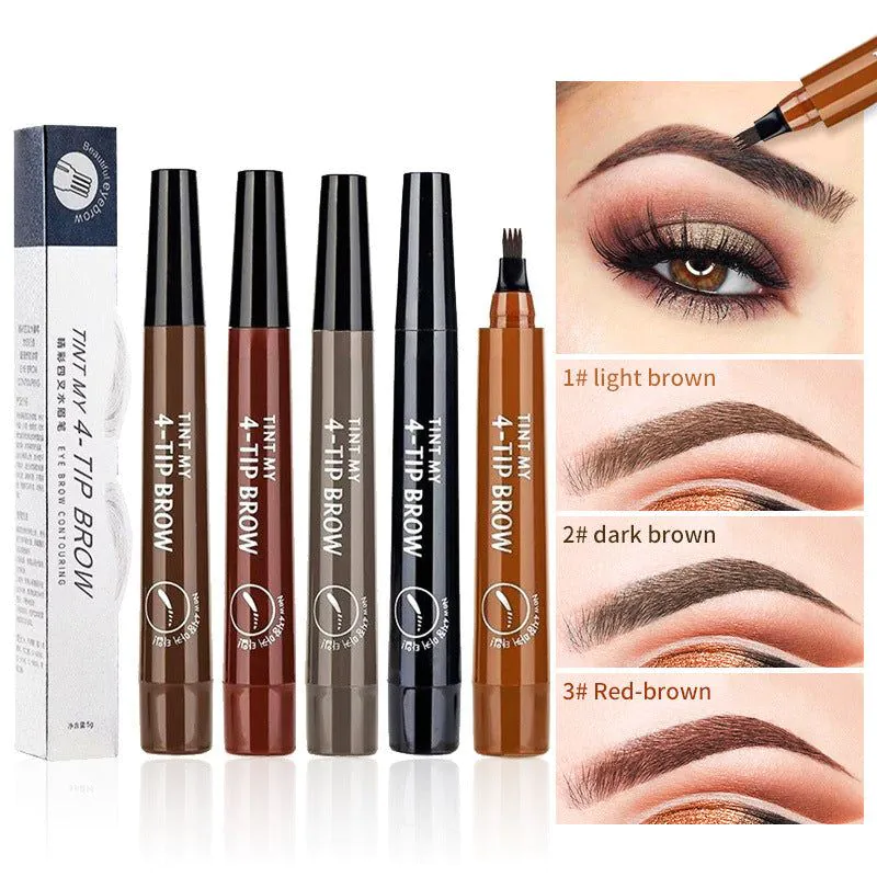 image-Four-Pronged Eyebrow Pencil - Natural Black Waterproof 