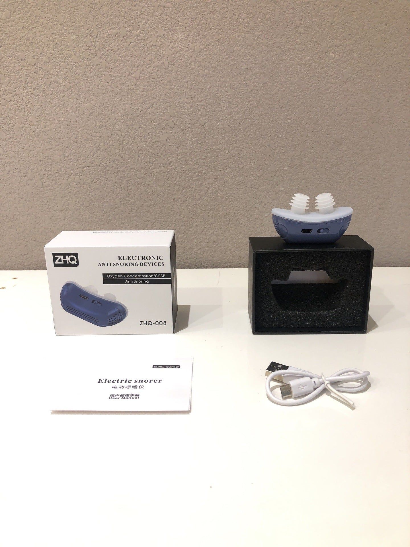 image-Portable Snoring Massager - Blue White Double Pulse (64 characters)