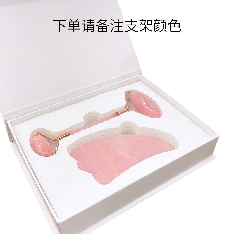 image-Hot Selling Pink Crystal Jade Roller Massage Set 