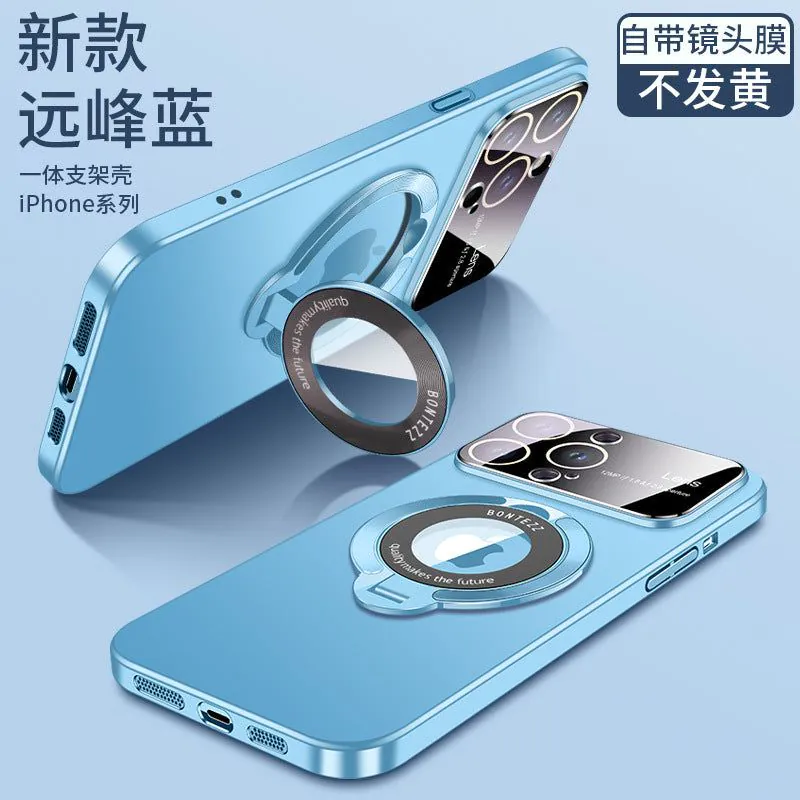 image-iPhone 14 Magnetic Bracket Case - Maroon Anti-Fingerprint