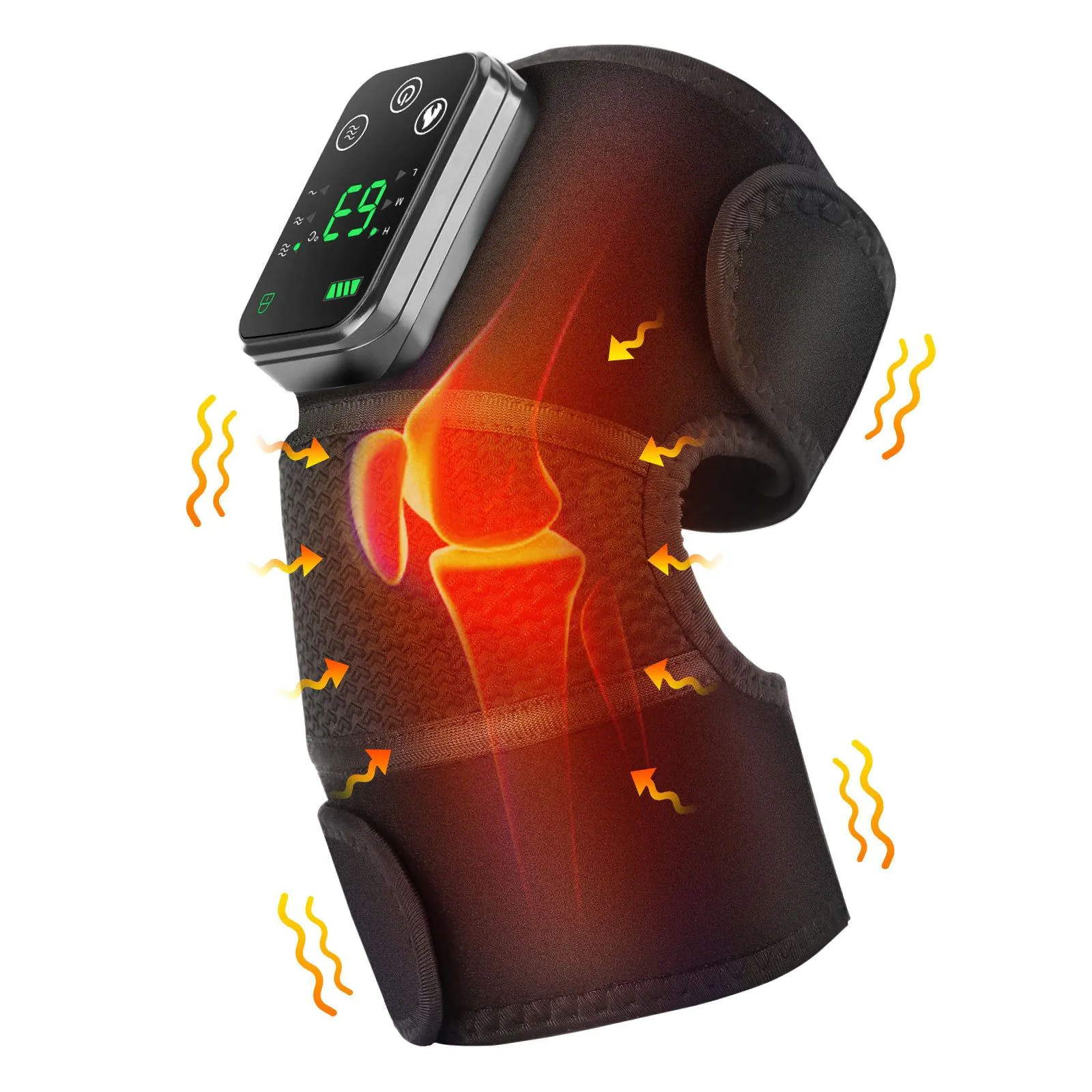 image-Electric Heating Knee and Shoulder Massage Pad - Black Neoprene 