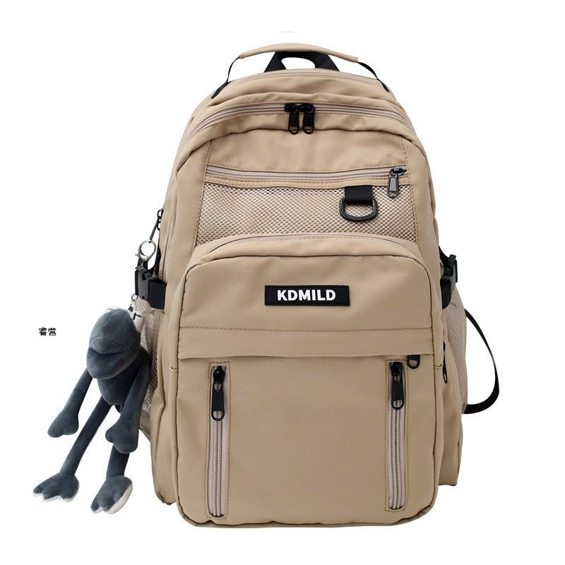 image-Khaki Nylon Backpack 36-55L Unisex School Bag