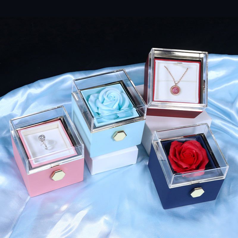 image-Rotating Rose Jewelry Box - Claret