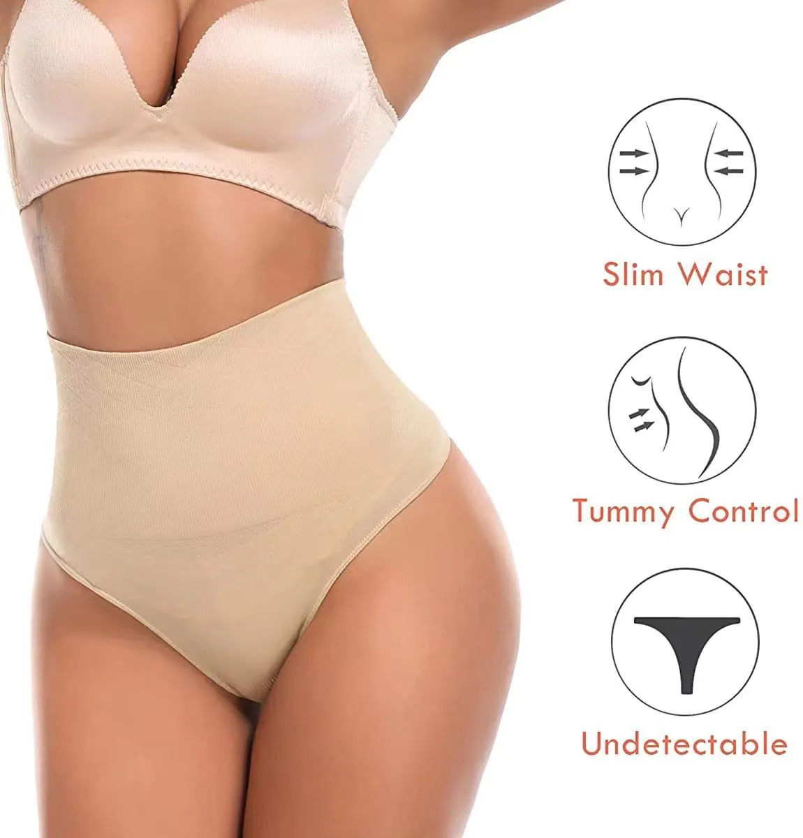 image-Nylon Seamless Thong Panties - Black 3XL