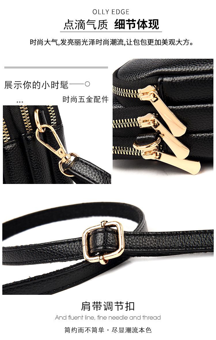 image-Women's PU Shoulder Bag - Lychee Pattern Square 