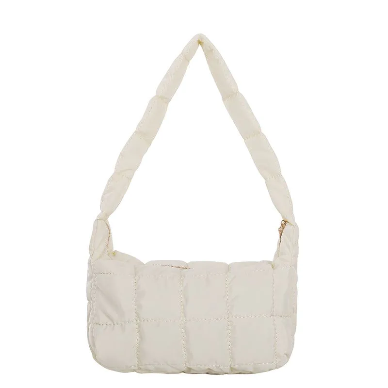image-Women's Canvas Shoulder Bag - Brown Small Square