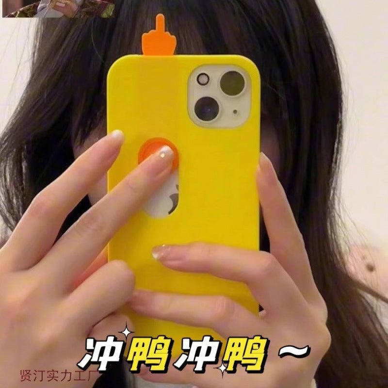 image-iPhone 15 Case - Yellow 3D Sliding Gesture Toy