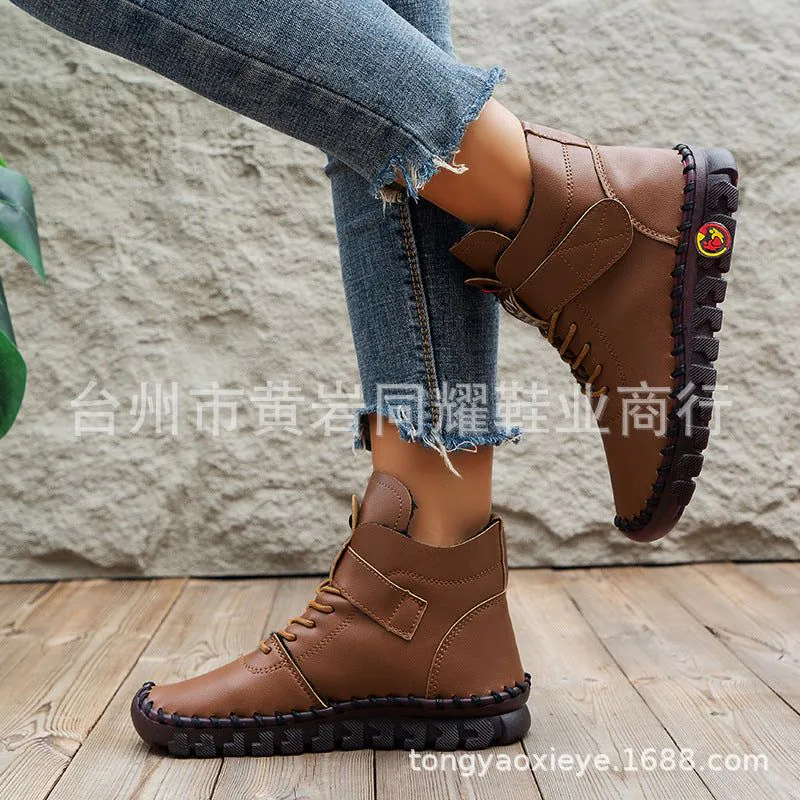 image-Women's Winter Ankle Boots - Black Plush Lined 