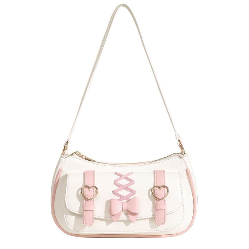 image-Light Blue Small Square Bag with Bow Tie