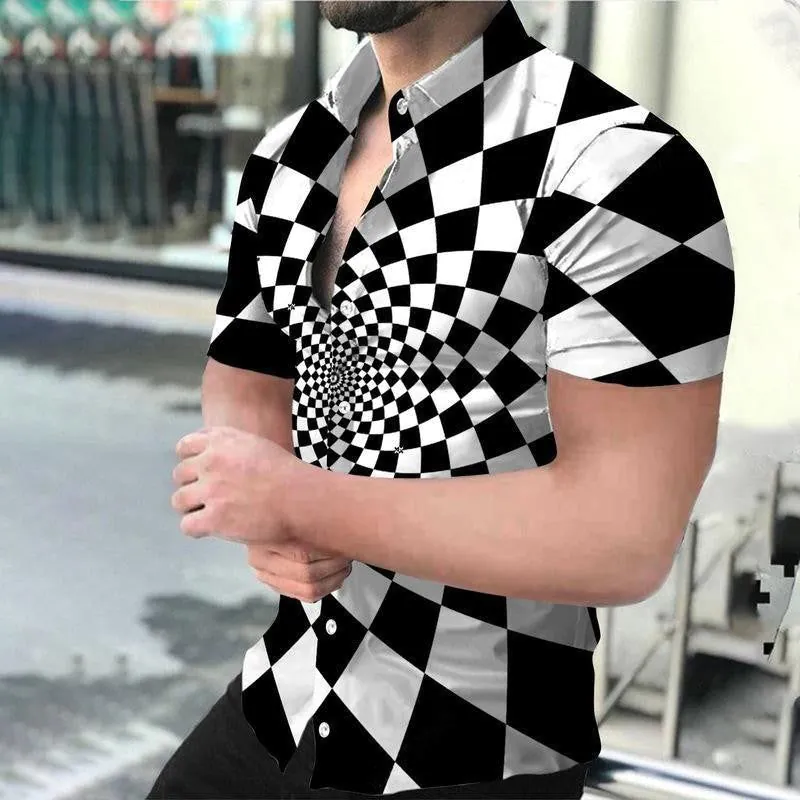 image-Men's 3D Digital Vortex Short Sleeve Beach Shirt