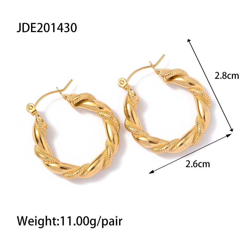 image-Geometric Stainless Steel Earrings - Gold Silver Plated