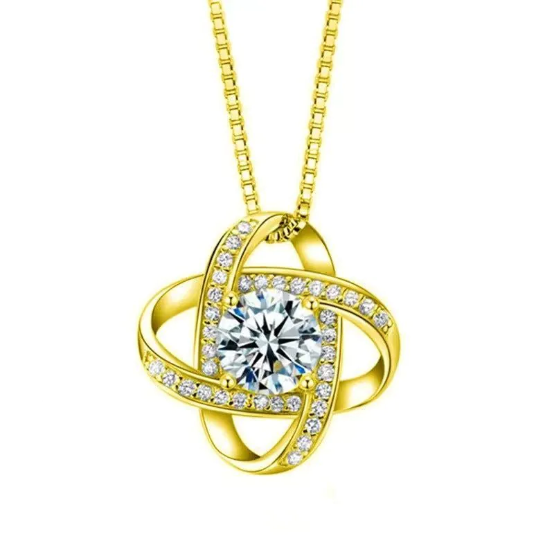 image-S925 Sterling Silver Four-Leaf Clover Necklace