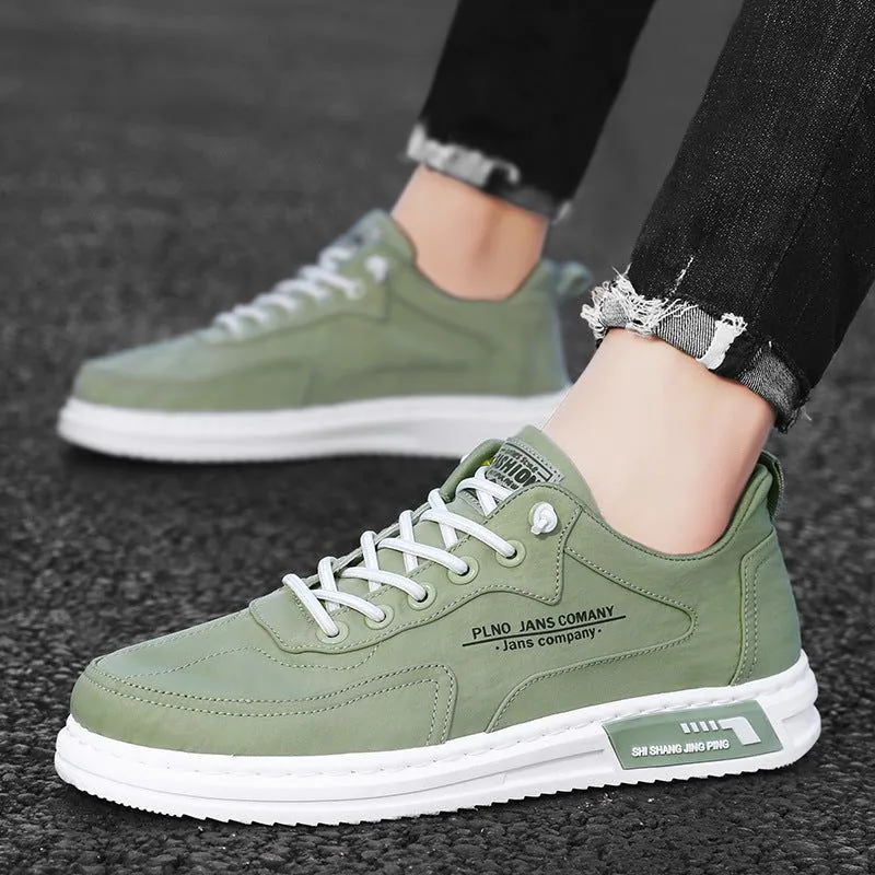 image-Men's Canvas Sneakers - Grey Low Cut Casual